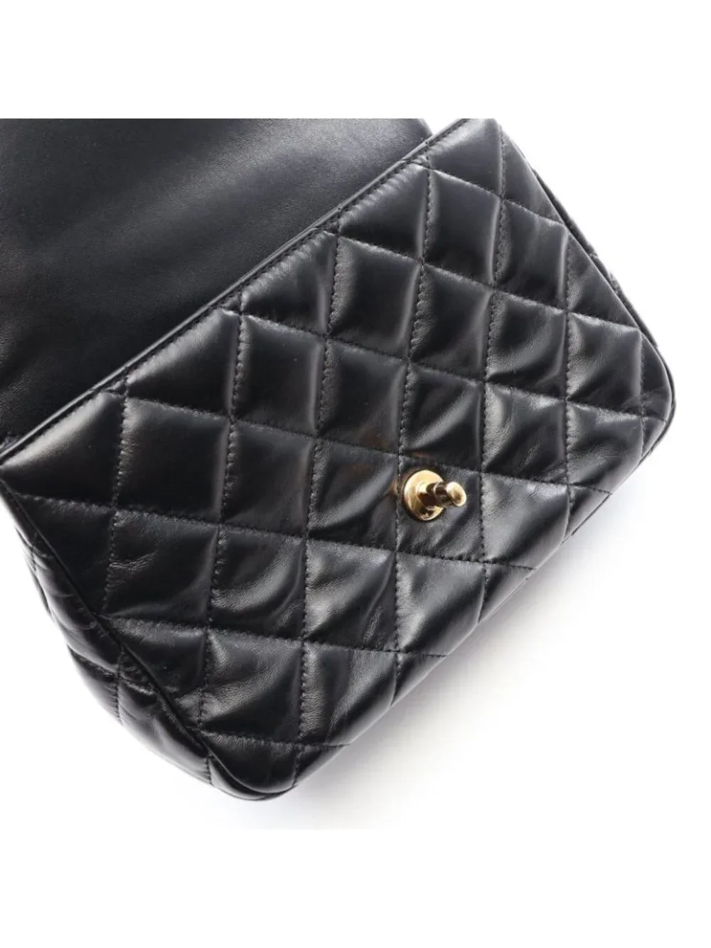 Chanel Shoulder Bag Quilted Top Handle Black Lambskin Top 2-Way Chain